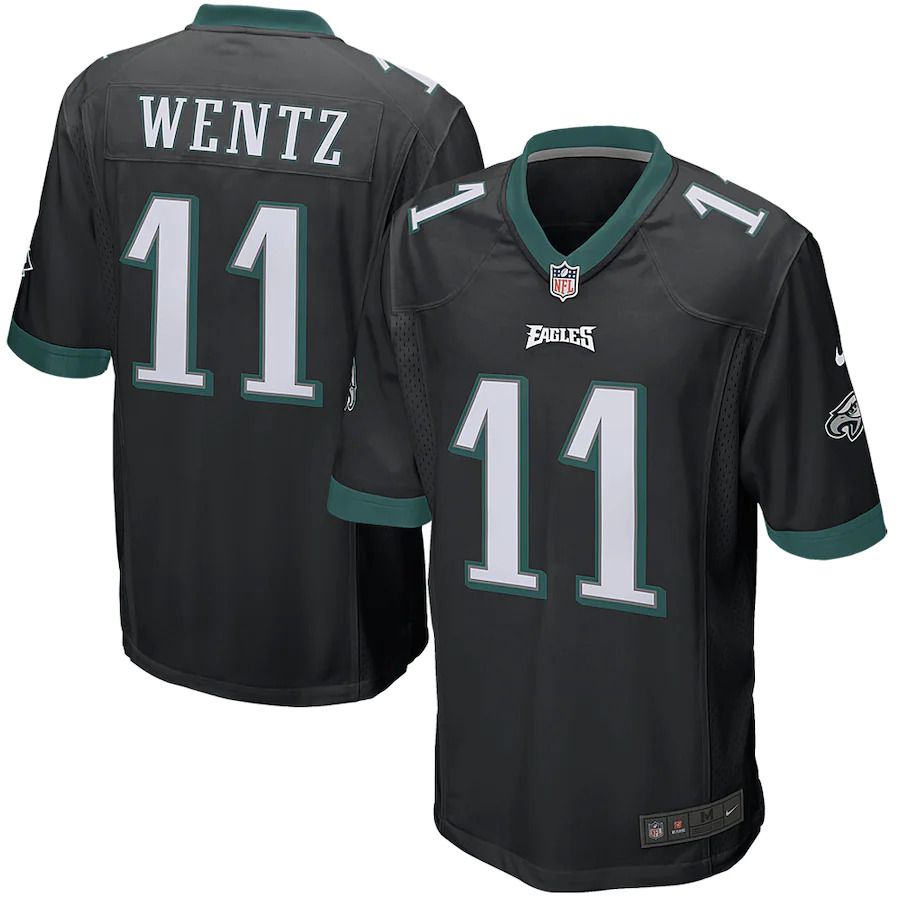 Men Philadelphia Eagles 11 Carson Wentz Nike Black Game NFL Jersey